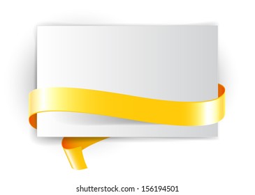 Vector sheet of paper with yellow decorative ribbon