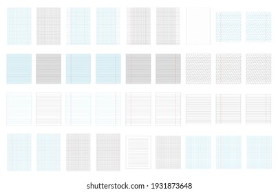 Hojas vectoriales de cuadernos, notas y documentos