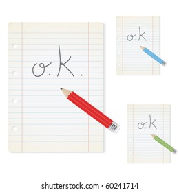 Vector sheets of paper with pencil