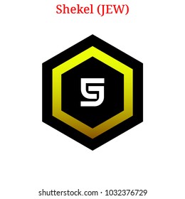 Vector Shekel (JEW) Digital Cryptocurrency Logo. Shekel (JEW) Icon. Vector Illustration Isolated On White Background.