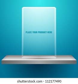 vector shelf with empty transparent box for your product