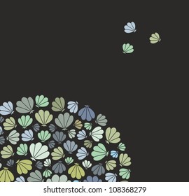 Vector shells on black background