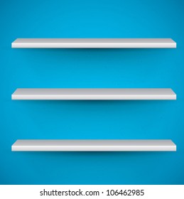 vector shelves on blue background