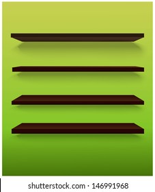 vector shelves on green background