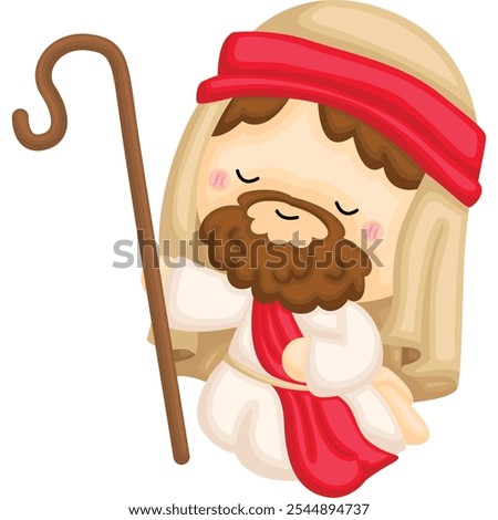 a vector of a shepherd with a cane Stock photo © 