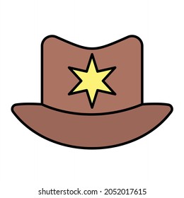 Vector Sheriff Hat Filled Outline Icon Design
