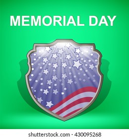 Vector Shield of America. Memorial Day Celebration Poster. Memorial Day American Flag. Memorial Day Shield Background.