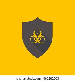 Vector shield with biohazard symbol. Virus protection icon