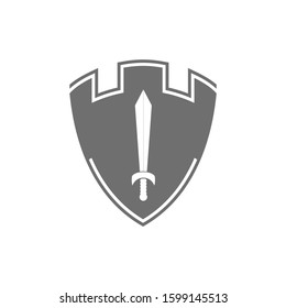 Vector of Shield castle with sword logo design eps format