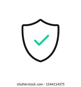 Vector shield and check mark icon. Security, safety, reliable, protection concepts. Vector line icon