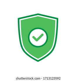 Vector shield with check mark icon design isolated on white background.
