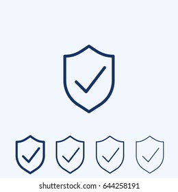 Vector Shield With Check Mark Line Icon