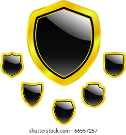 Colección de escudo vectorial para el diseño. Juego de oro.