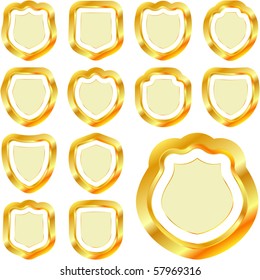 Escudo vectorial para el diseño. Colección de oro.