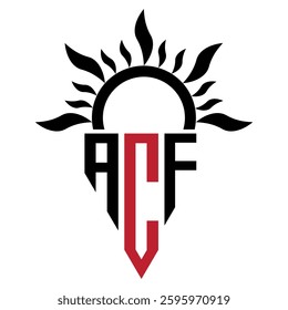 Vector shield emblem ACF Logo with abstract fire design elements