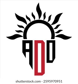Vector shield emblem ADO Logo with abstract fire design elements