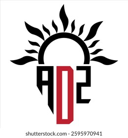 Vector shield emblem ADZ Logo with abstract fire design elements