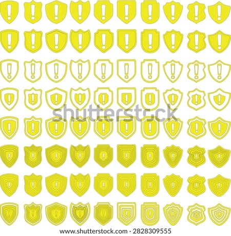 Vector Shield with exclamation mark designs  and with yellow flat color 