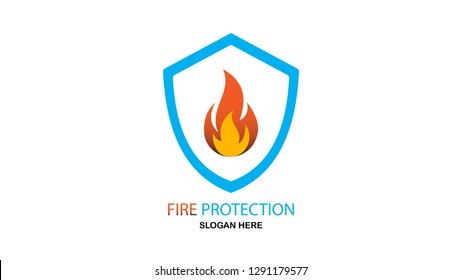 vector shield with fire protection logo inspiration