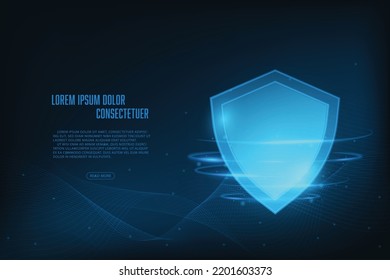 Vector shield with glowing effect. Security data concept. Technology abstract background.