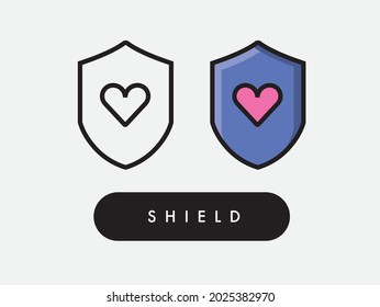 Vector shield heart defend icon illustration