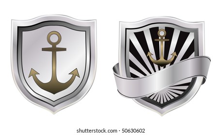 vector shield icon with anchor symbol