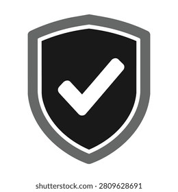 Vector shield icon with checkmark, symbolizing protection, security, and democracy.
