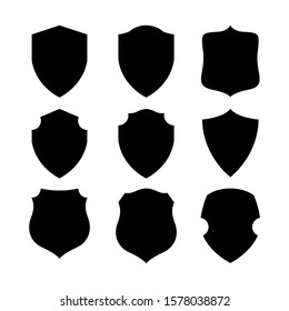 Shields Black Silhouettes Vector Icons Set Stock Vector (Royalty Free ...