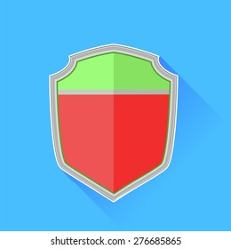Vector Shield Icon Isolated on Blue Background. Long Shadow.