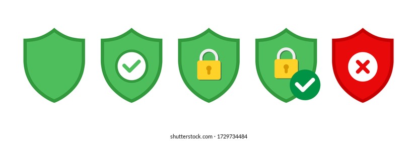 Vector shield icon set design isolated on white background.