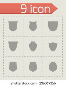 Vector shield icon set on grey background