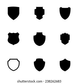 Vector shield icon set on white background