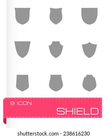 Vector shield icon set on grey background