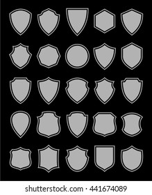 Vector Shield Icon Set On Black Stock Vector (Royalty Free) 441674089 ...