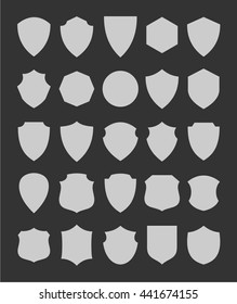 Vector Shield Icon Set On Black Stock Vector (Royalty Free) 441674155 ...