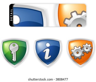 Vector shield icon set for web or application interface