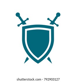 vector shield icon, shield and sword illustration, flat design best vector shield illustration 