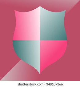 Vector shield icon. Two colors. Red and green colors