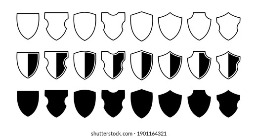 Vector Shield Icons. Shields Icon Set. Different Shields Shapes. Police Badge. Protect Badge. Black Security Icon. Protection Symbol. Security Logo.Vector Graphic. EPS 10