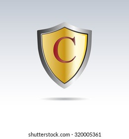 Vector shield initial letter C