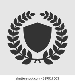 Vector Shield With Laurel Wreath Insignia