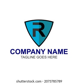 Vector shield with letter R. Company logo showing a solid company