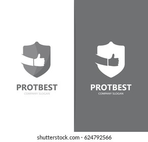 Vector of shield and like logo combination. Security and best symbol or icon. Unique protect and lawyer logotype design template.