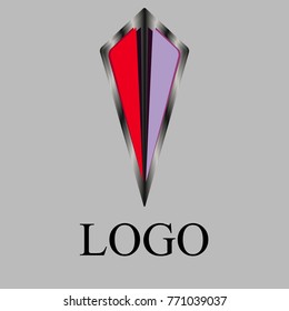 Vector shield logo with a red and purple pattern