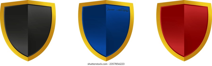 Protección del blindaje de vectores con diseño de logotipo de marco dorado.