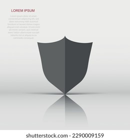 Vector shield protection icon in flat style. Protect sign illustration pictogram. Defence business concept.