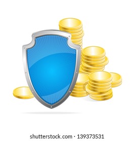 Vector shield. Protection of money concept