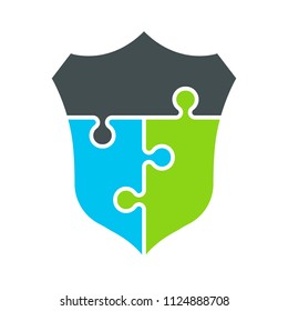 Vector shield. Puzzle shield icon, logo.