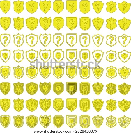 Vector Shield with question mark designs  and with yellow flat color 