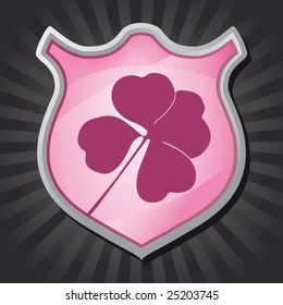 Vector shield with reflection - crest - Four Leaf Clover